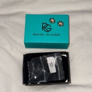 Rachel Glauber Silver/ Gold and Emerald Earrings